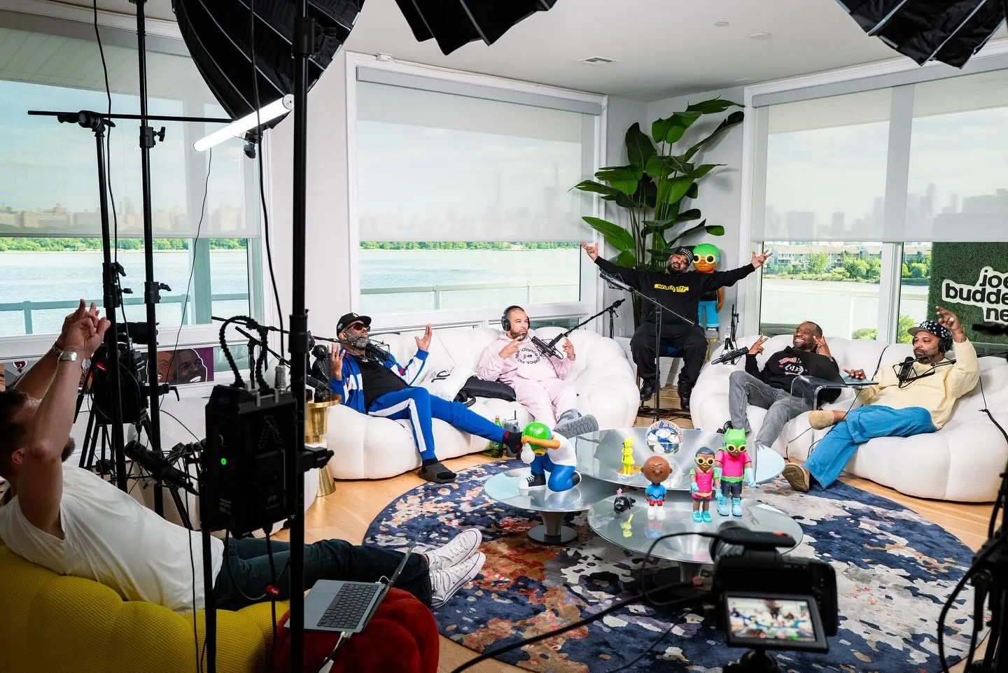 The Joe Budden Podcast hosts recording on set